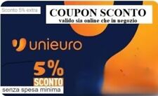UNIEURO coupon  buono sconto 5% senza spesa minima,su TUTTO,anche prodotti Apple