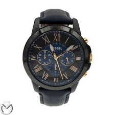 Orologio FOSSIL Grant FS5061 Cronografo quarzo Pelle Acciaio nero Uomo 327vv23