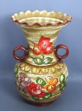 Vaso terracotta grande fiori incisi dipinti artigianato italiano vintage XX Sec.