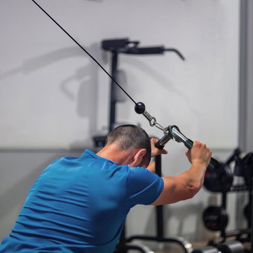 Bar tricep press - down,