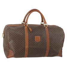 CELINE Borsa Boston in tela di macadam PVC marrone oro Auth 151052