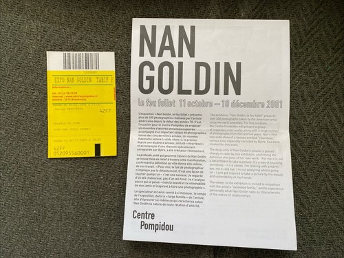Nan goldin programme ticket - programme,