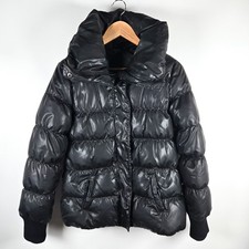 Sisley piumino nero imbottito cappotto collo alto imbuto nero 40