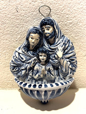 ACQUASANTIERA VINTAGE con MADONNA, in ceramica bianca - FATTA A MANO IN ITALIA