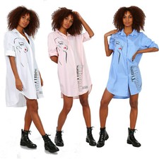 Womens Oversized Button Print