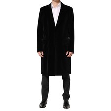 DOLCE & GABBANA Giacca Trench Lungo Nero Cotone Velluto IT52/US42/XL 2930usd
