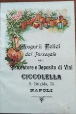 1902 CALENDARIO RISTORATORE E DEPOSITO VINI CICCOLELLA S.BRIGIDA NAPOLI 