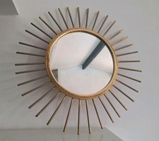 Specchio Antico, Specchio Sole IN Metallo Dorata Vintage