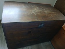 Baule antico in legno forziere vintage cassa cassapanca 