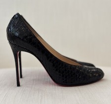 Christian Louboutin Yousra 100 pitone nero pelle tacchi taglia 39 delicatamente indossati