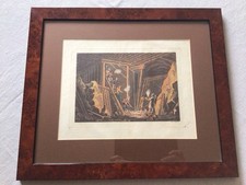 Stampa Acquerello Lavoro in Miniera - Cornice Radica