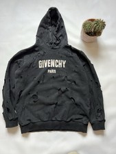 Felpa con cappuccio uomo stile Givenchy invecchiato nera fori grandi