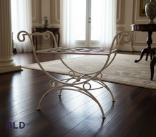 Panca traforata ferro battuto avorio oro classica vintage giardino o interno