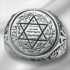 Nuovo Nero Zircone Islamico Talismano Davide Stella Sigillare Di Salomone 925