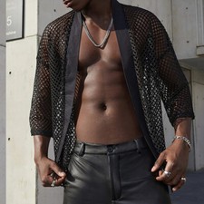 Uomo 3/4 Maniche Rete Kimono