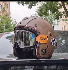 Casco moto retró pelle - casco,