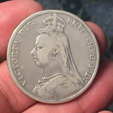 1 CROWN = CORONA  1889 REGINA VITTORIA  GRAN BRETAGNA REGNO UNITO SILVER