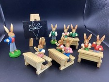 RAUMSCHACH conigli tedeschi in legno anni 50 AULA IN MINIATURA 15 pezzi