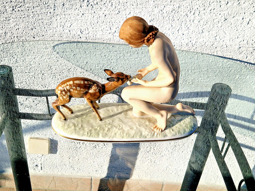 Vecchia statuina porcellana - statuina,