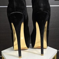 Stivali plateau sexy scamosciati tacco alto nero super alti 7,5 Holiday Ready