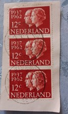 NEDERLAND NOZZE D'ARGENTO REGINA GIULIANA E PRINCIPE BERNARDO TIMBRO 15/11/1962