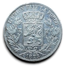 Belgio Belgique 5 franchi francs 1875 Leopoldo II