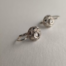 Orecchini vintage in Oro bianco 18 carati, diamante taglio rosa antico Art déco