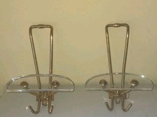 COAT HOOK WALL RACK, SET DI DUE ATTACCAPANNI  OTTONE VETRO ACRILICO, BRASS 1960
