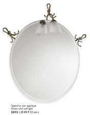 Specchio da bagno tondo da parete completo di luce applique classico country  in