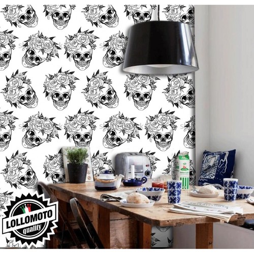 Carta parati skull vintage - parati,