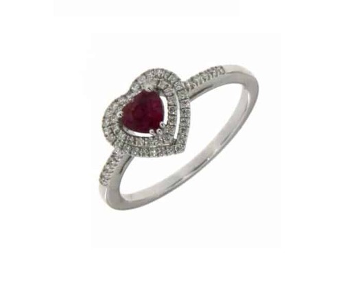 Anello cuore rubino diamanti - anello,