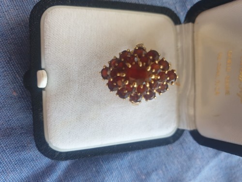 Anello oro giallo - , granati