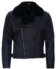 Giacca Nera In Pelle Shearling