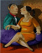 Caffè incontro II Pino Procopio Opera SERIGRAFIA su Carta Firmata Quadro 30x35