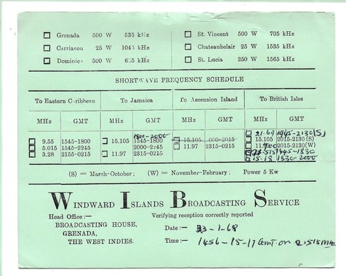 Qsl radio wibs - 1968, isole