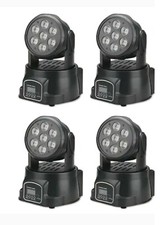 4 X PROIETTORE 7 LED LED RGB TESTA MOBILE ROTANTE EFFETTI DISCO WASH DMX
