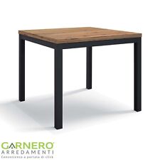 Tavolo allungabile rovere rustico metallo ossido 90/180 cm ALANDA