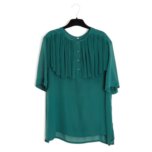 Camicia pieghe verde seta - pieghe,