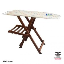 ASSE DA STIRO IN LEGNO CM 35X120 CON POGGIAFERRO COLOR NOCE