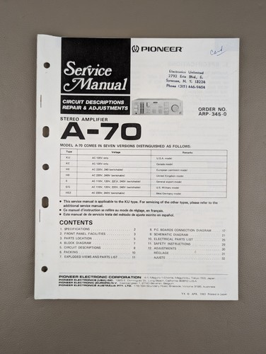 Pioneer amplificatore - a-70,