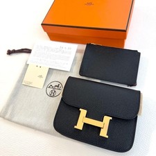 Hermes Constance Slim Nero e Oro 2024 Autentico Usato con Scatola e Borsa