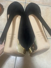 Scarpe Le Silla Come Nuove Usate Una Sola Volta Tacco Nere Velluto Platò Oro 37