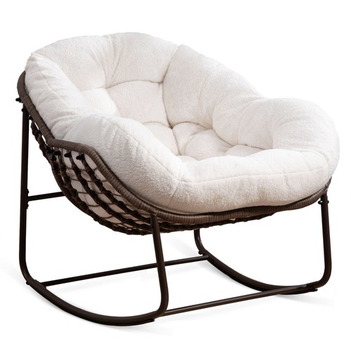 Sedia dondolo con rattan in - a,