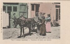 #NAPOLI: TIPI E COSTUMI-VENDITORE FRUTTA CON CARRETTO- COLORATA IN LASTRA...