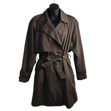 Brem Rainwear Trench Cappotto Donna Verde Doppiopetto Cintura Panca Ventola Tg 10