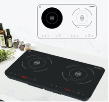 Piastra Induzione Doppio Fornello 2 Fuochi Elettrica Portatile 2000W Max NERA