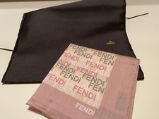FENDI Foulard- 100% Cotone - Fantasia Con logo Rosa -Sacchetto Originale Regalo