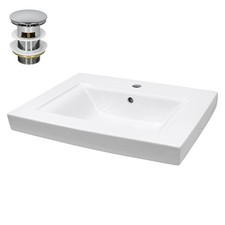 Lavabo in ceramica con set di