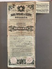 1882 BANCA POPOLARE DI CREDITO IN BOLOGNA  AZIONE DA 60 - BOLOGNA