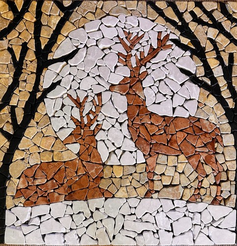 Rosone cervi mosaico di - cervi,